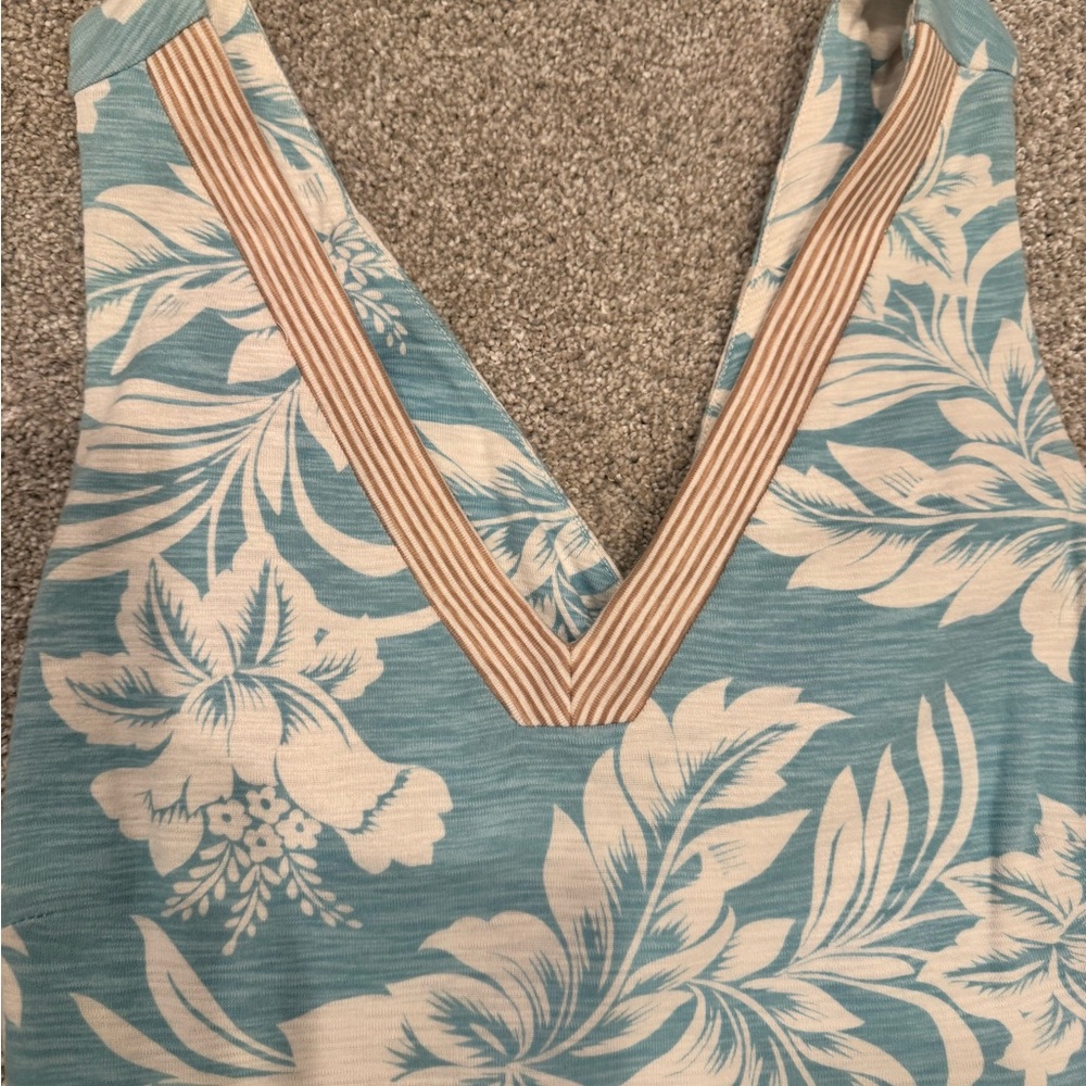 Tommy Bahama Blue and Cream Floral Midi Dress - Picture 2 of 6